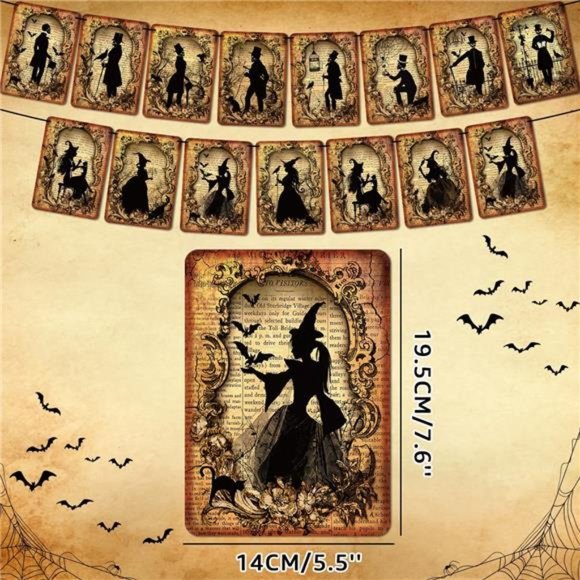 Halloween Decorations Vintage Halloween Banner Gothic Skull Halloween Garland - Picture 2 of 6